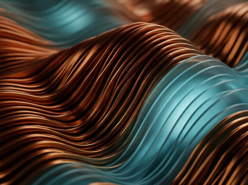 Abstract Copper and Teal Metallic Waves