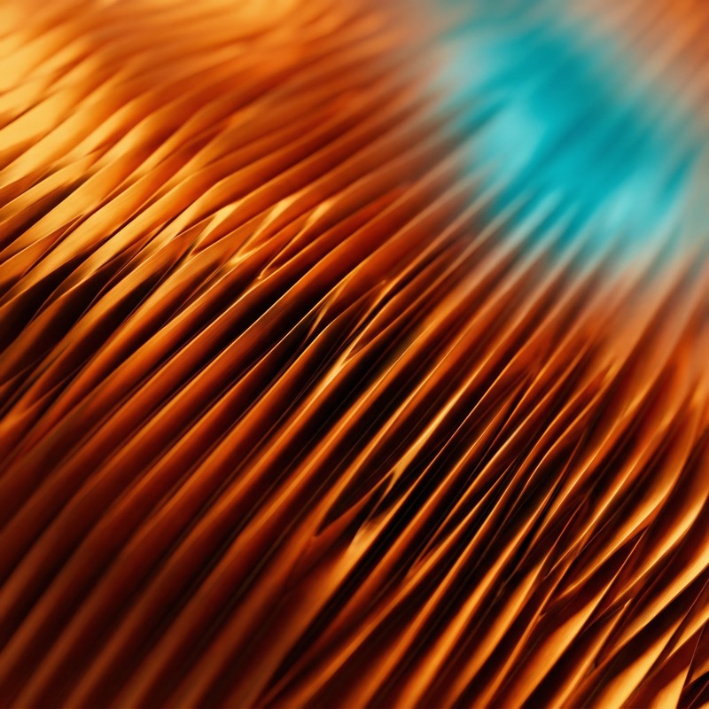 Abstract copper strands with teal highlight