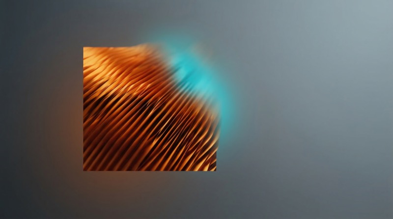 Abstract copper waves on teal and gray background
