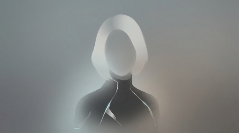Abstract Futuristic Figure in Soft Fog