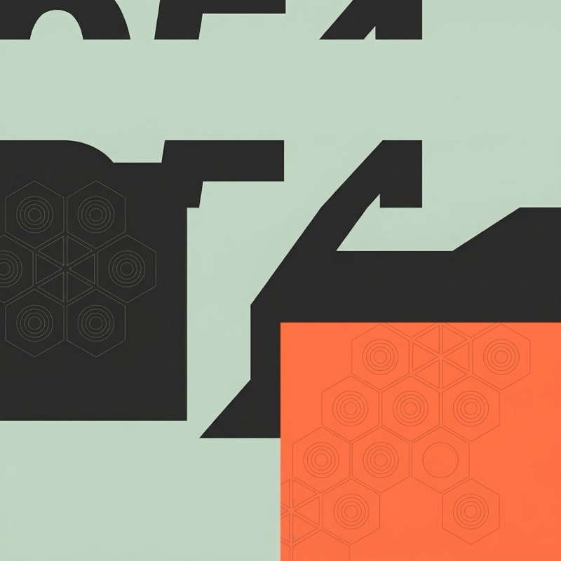 Abstract geometric poster with hexagon pattern