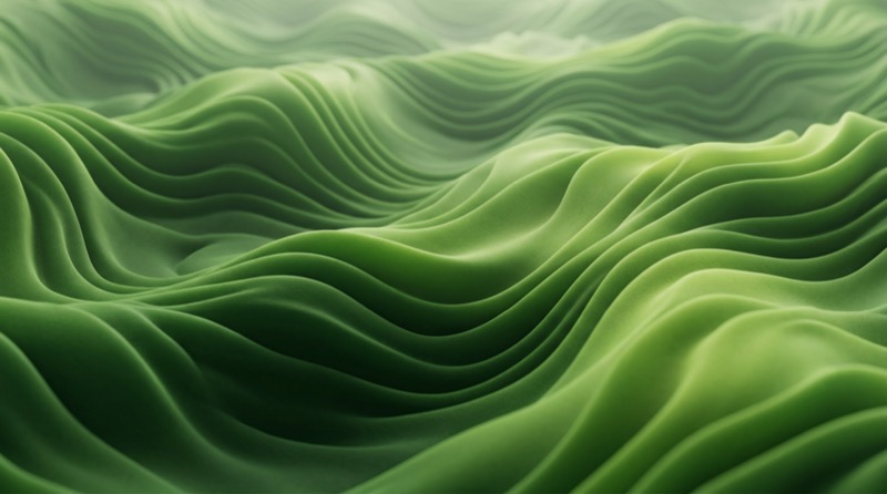 Abstract Green Fabric Waves Background