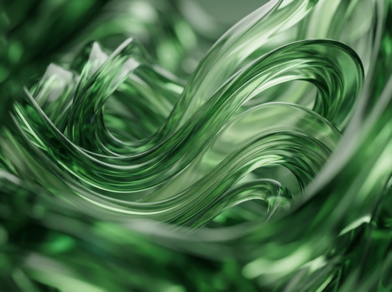 Abstract Green Glass Ribbons Background