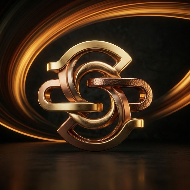 N Abstract Interlocking Metallic Emblem / Sculptural Knot