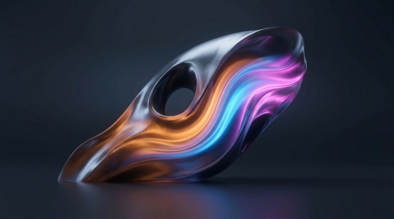 Abstract Iridescent Metallic 3D Sculpture