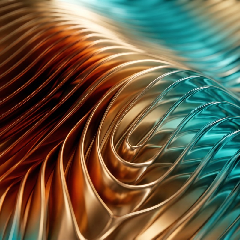 Abstract Metallic Waves in Teal and Copper