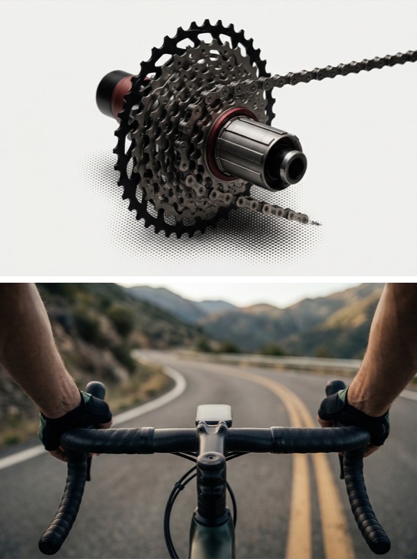 Bicycle drivetrain cassette and road cycling POV