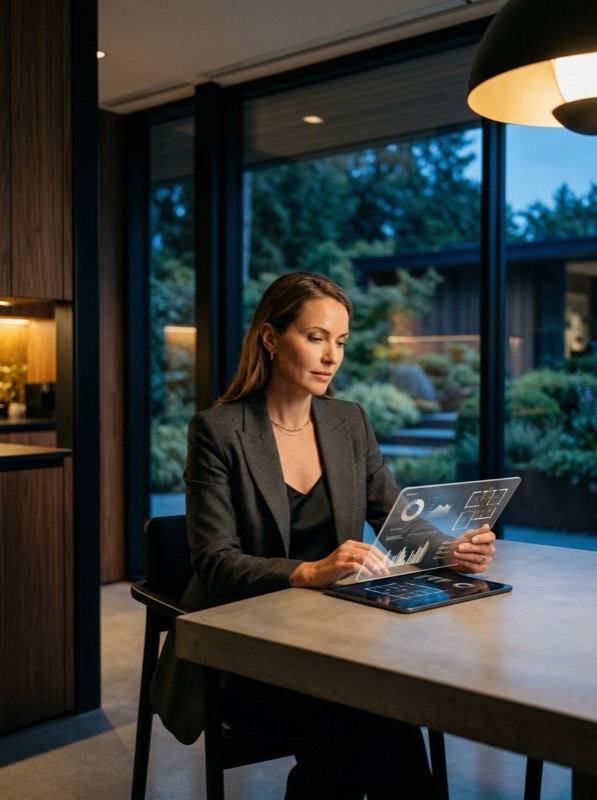 Businesswoman Reviewing UI Showcase Section