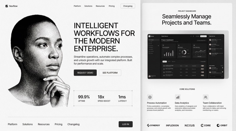 High End Tech Editorial Hero Image In Monochrome