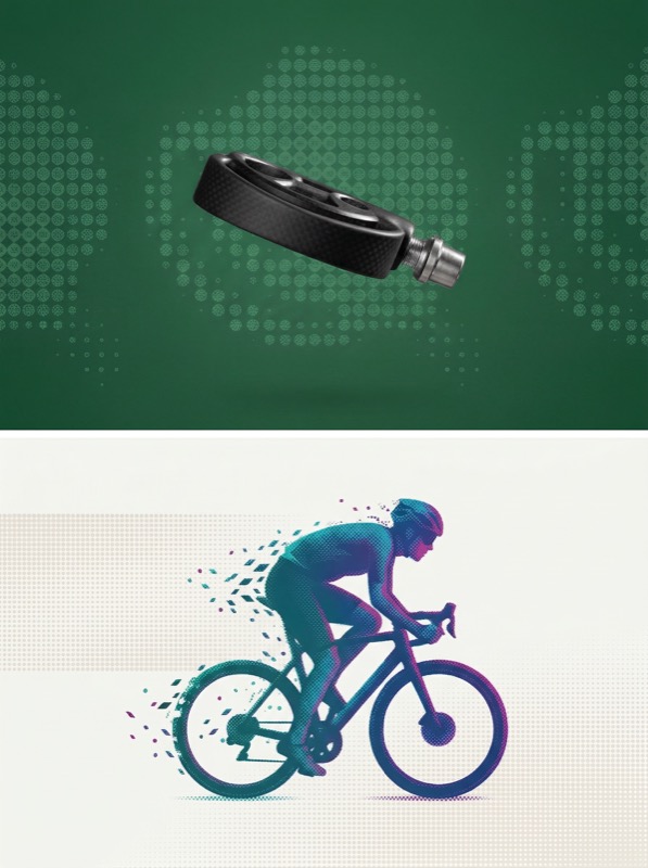 Cycling Power Meter and Racer Illustration Banner
