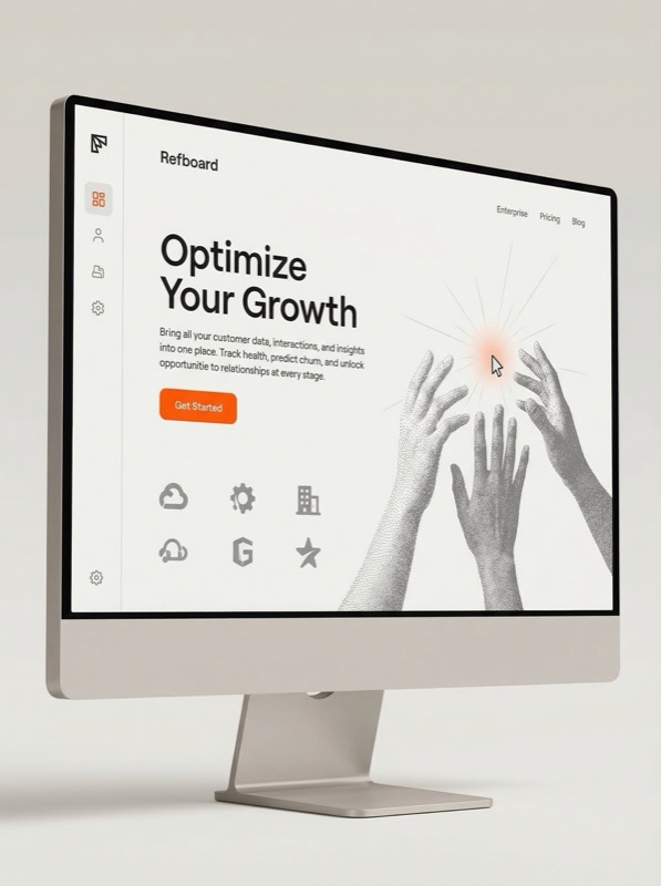 Desktop Mockup with SaaS Landing Page UI