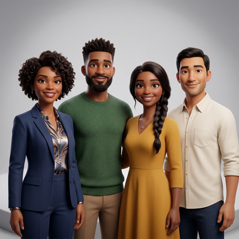 Diverse team portrait in 3D illustration style