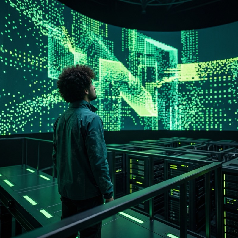 Photoreal Cinematic Near Future Data Center Scene