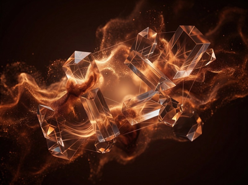 Floating Crystal Prisms in Golden Light