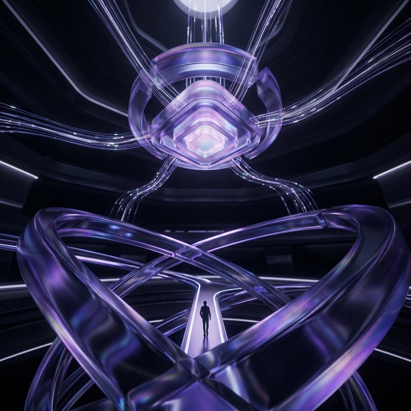 Futuristic AI Core with Neon Data Streams