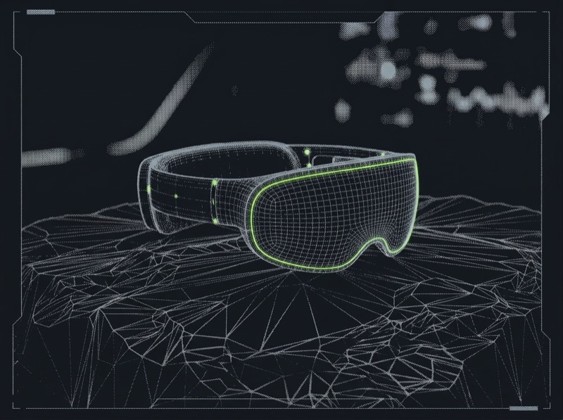 Futuristic AR/VR goggles wireframe render