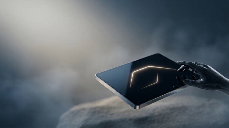 Futuristic Hand Using Floating Tablet Interface