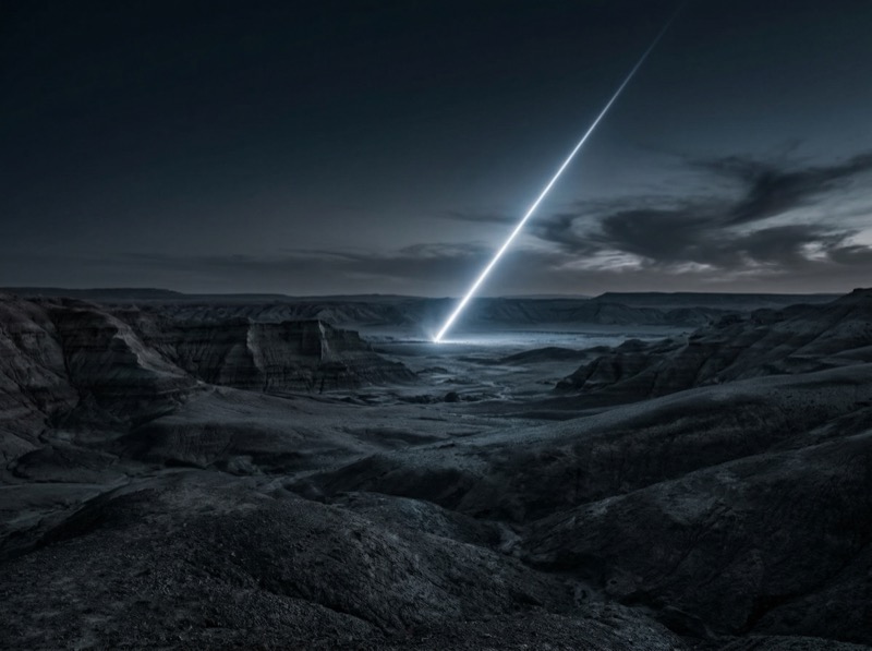 Cinematic Night Time Alien Desert Landscape