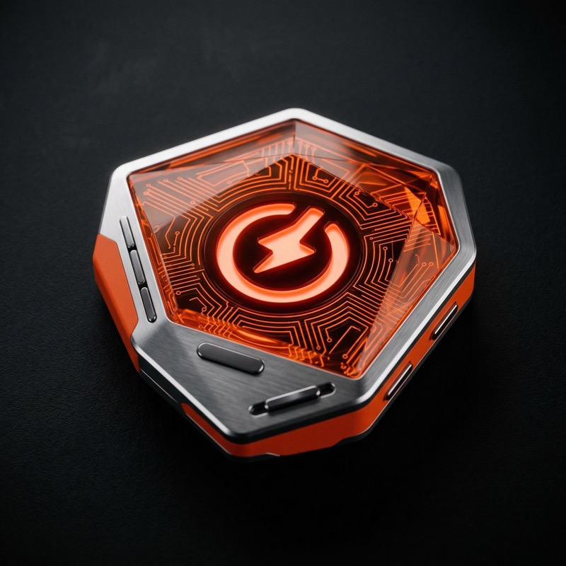 Futuristic Neon Tech Logo Display in Gallery - Image 2
