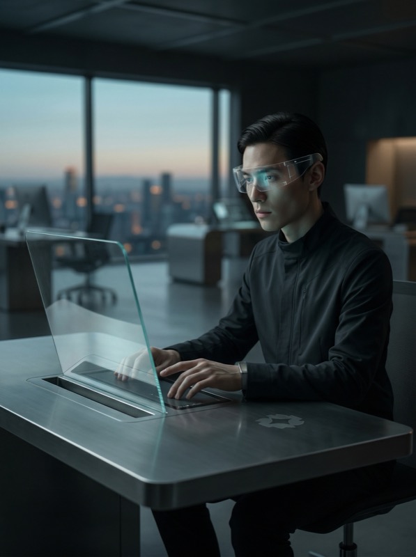 Photoreal Cinematic Near‑future Corporate Tech Scene