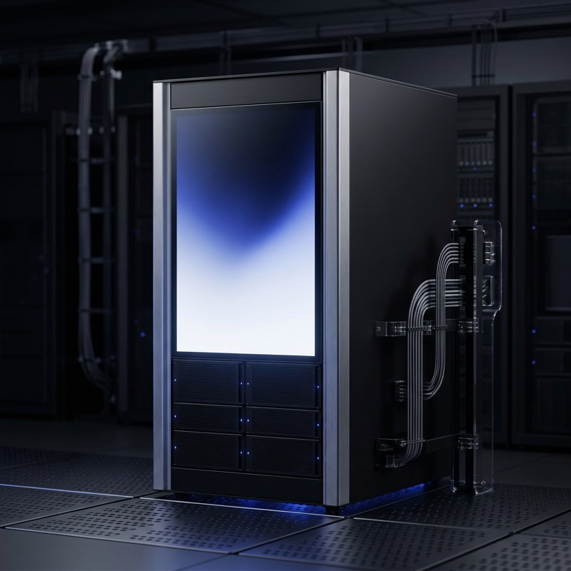 Futuristic Server Rack in Data Center
