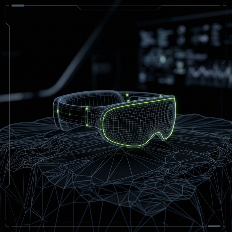 Futuristic VR headset wireframe render