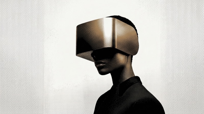 Futuristic Woman Wearing VR Headset Portrait
