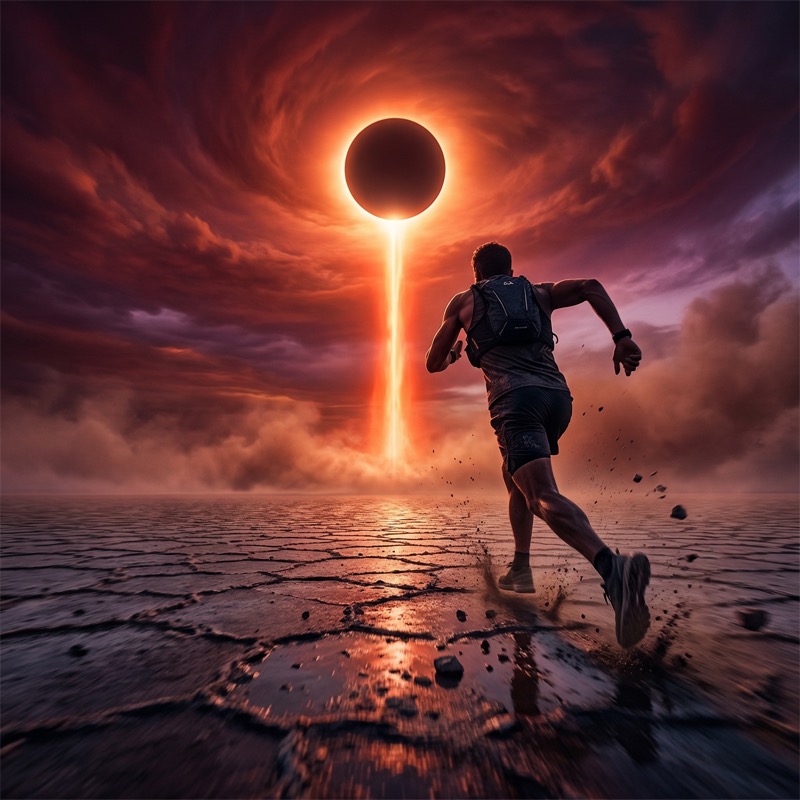 Ultra Cinematic Photoreal Cgi Concept Art Of A Lone Athlete Running Across