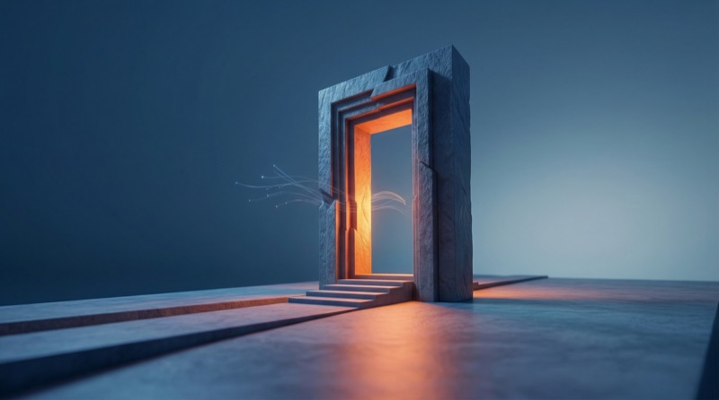 Glowing Portal Doorway in Minimal 3D Scene