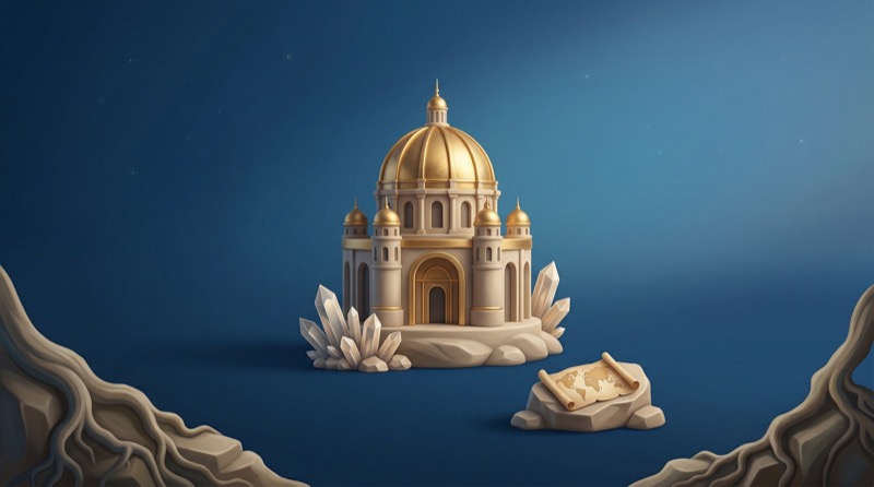 Golden Domed Temple on Floating Rock