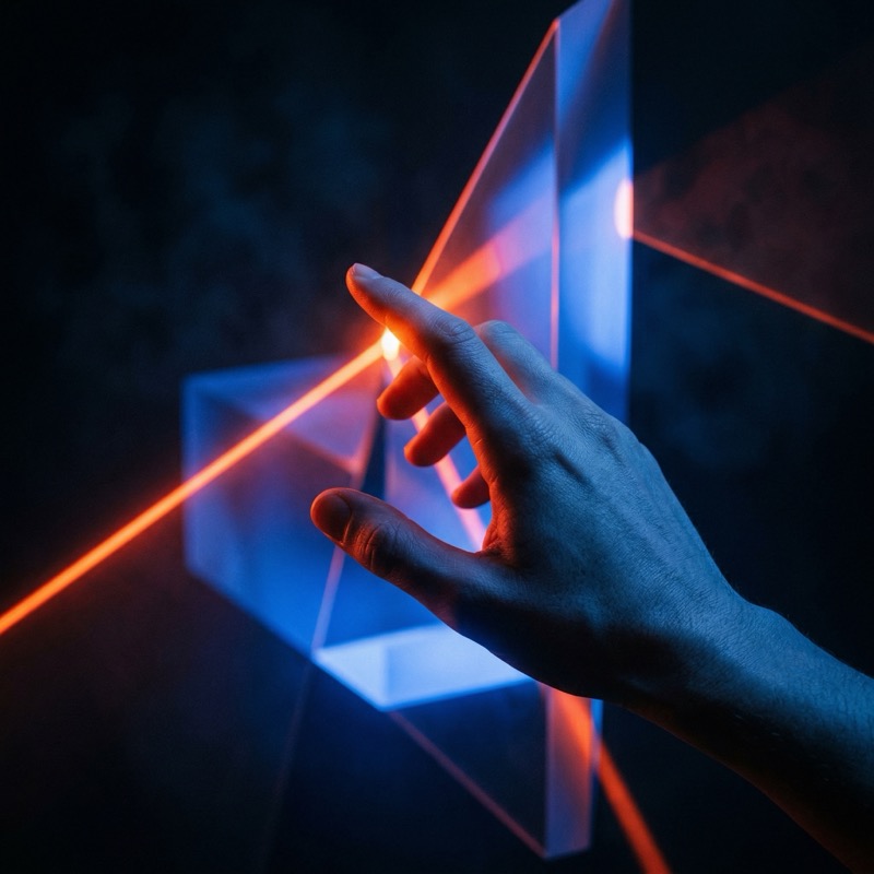 Ultra Realistic Cinematic Studio Photograph Of A Human Hand Reaching Into Intersecting
