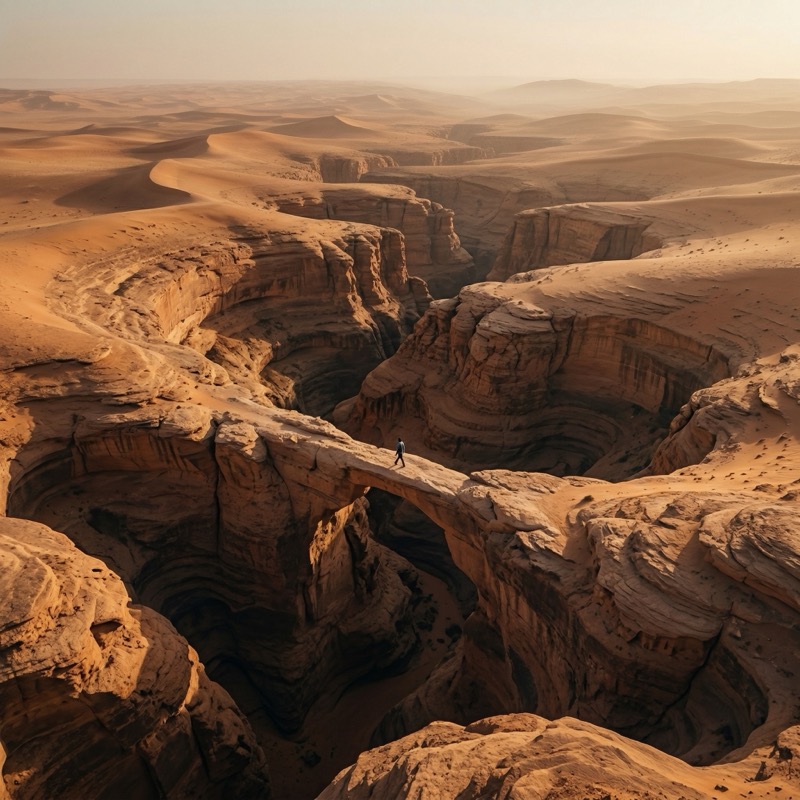 Ultra Realistic Cinematic Aerial Desert Landscape Photograph