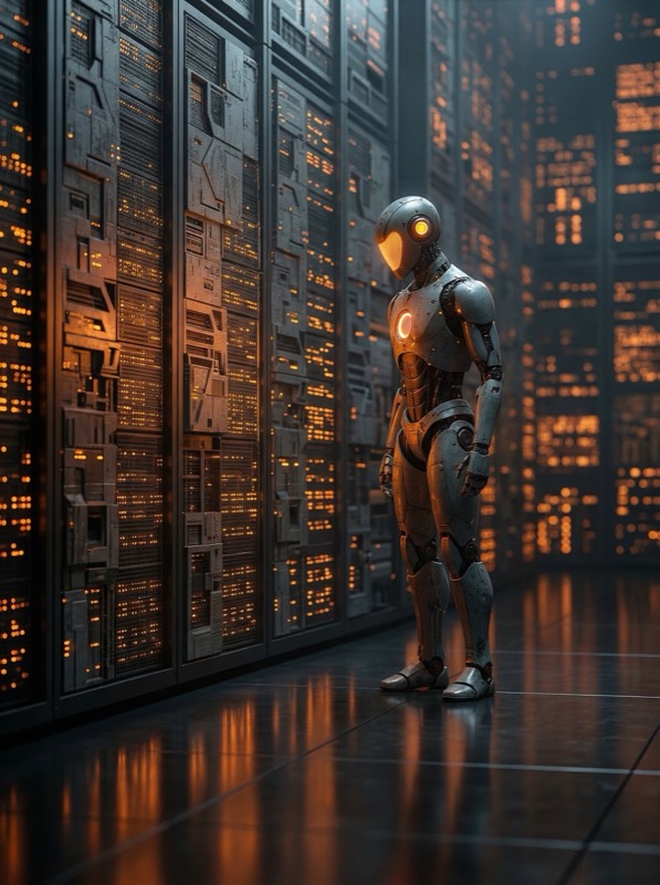 Humanoid Robot in Data Center Server Room