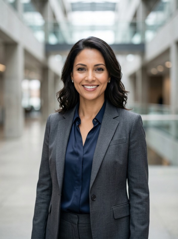 Photorealistic Premium Corporate Portrait Of A Professional Woman In A Modern Office