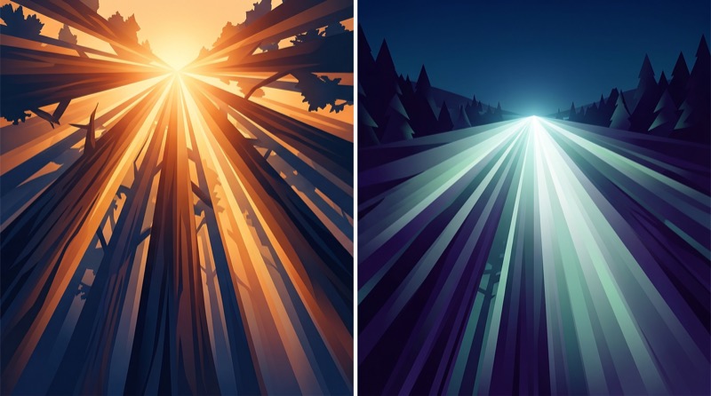 Cinematic Stylized Landscape With Exaggerated Volumetric God Rays As Clean