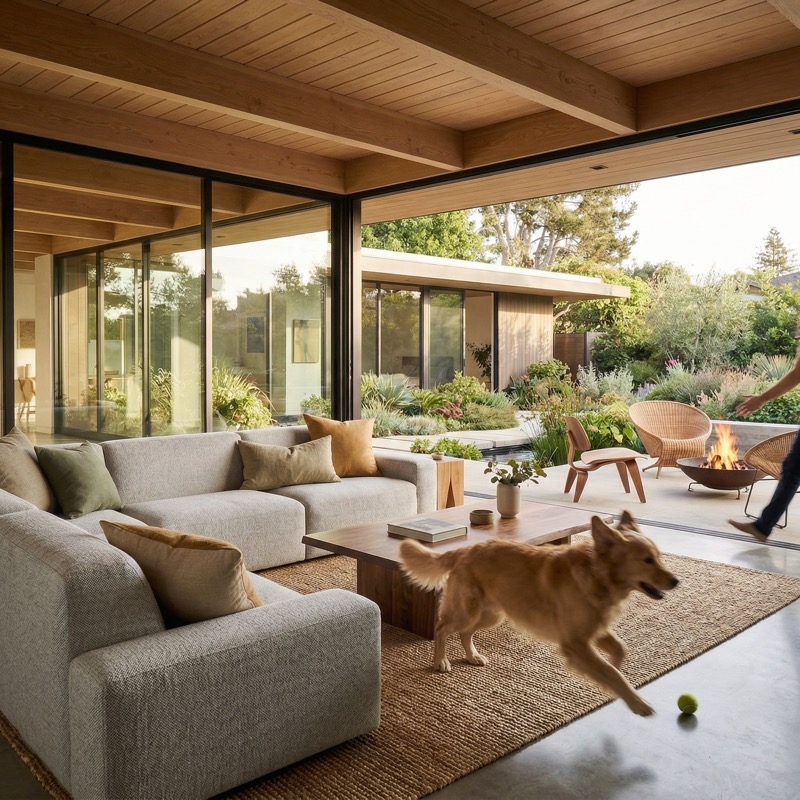 Modern Mid Century Indoor–outdoor Living Space