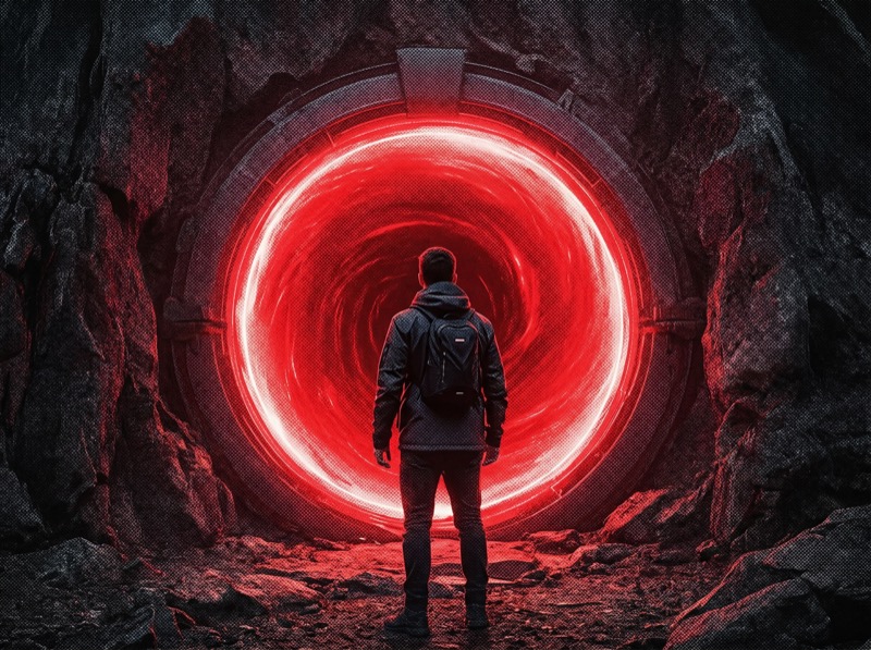 Cinematic Sci‑fi Keyframe Of A Lone Explorer Seen From Behind (hooded Jacket