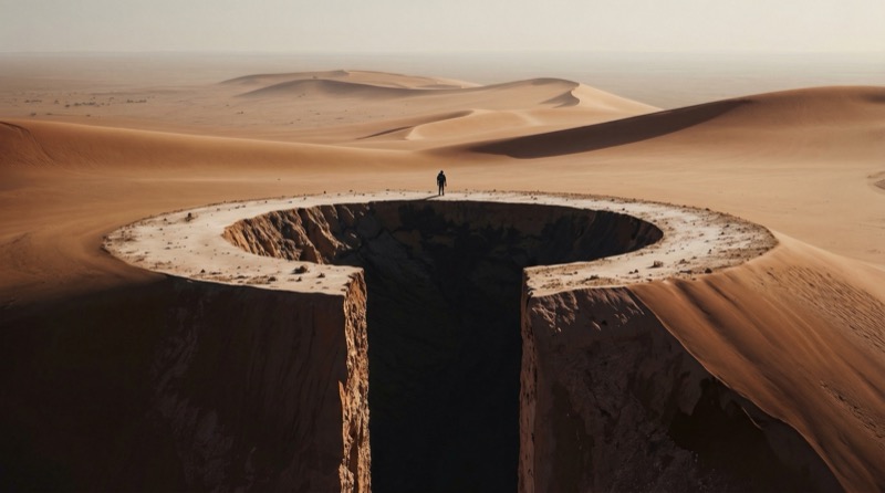 Ultra Realistic Cinematic Aerial Desert Landscape Photograph