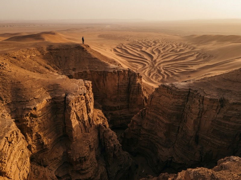 Ultra Realistic Cinematic Aerial Desert Landscape Photograph