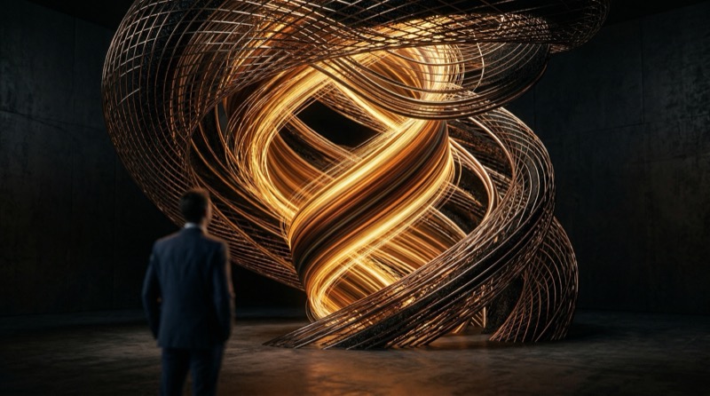N Abstract Interlocking Metallic Emblem / Sculptural Knot