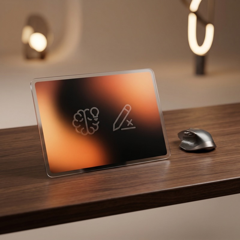 Modern desktop with tablet and creative icons