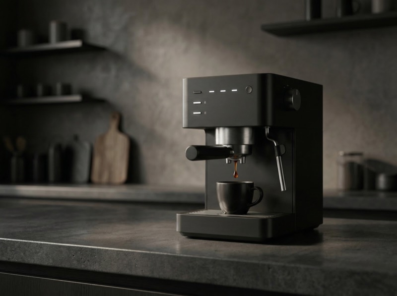 Modern espresso machine on kitchen counter