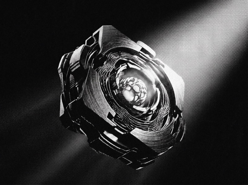 Monochrome Halftone Camera Lens Close-Up
