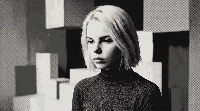 Monochrome Halftone Portrait in Geometric Setting