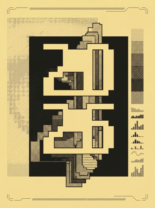 Retro Pixel Dollar Symbol Tech Poster