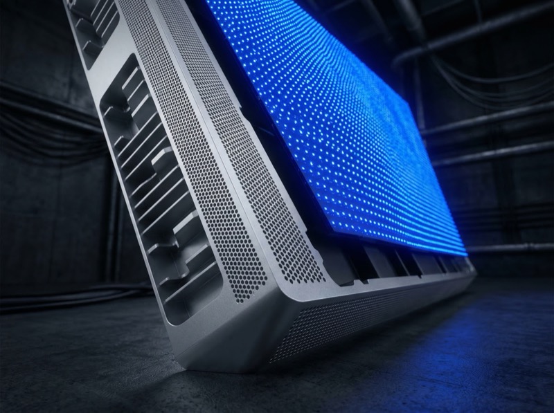 Server rack with blue LED status panel