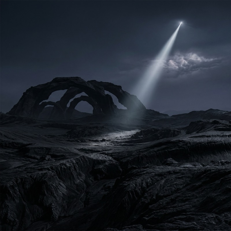 Cinematic Night Time Alien Desert Landscape