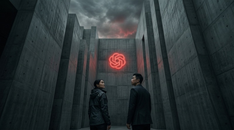 Photoreal Cinematic Still Frame In A Dystopian Brutalist Concrete Maze