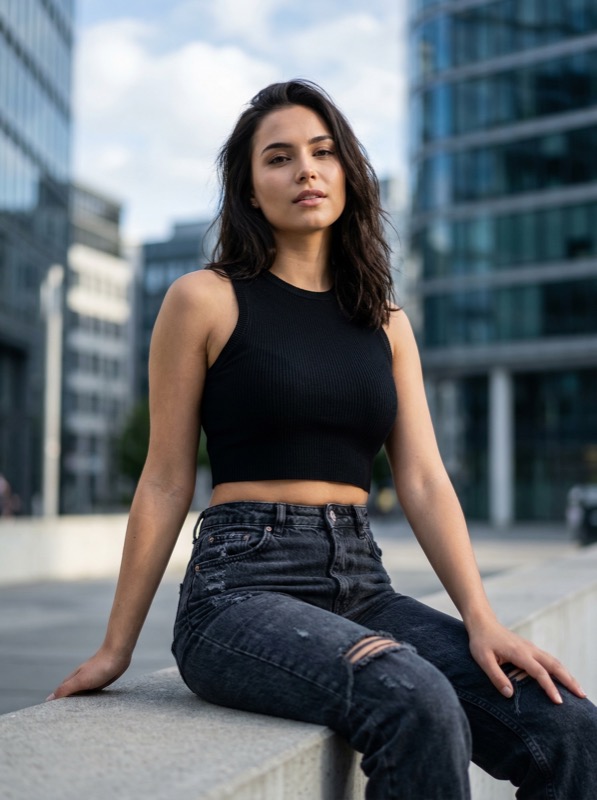 Urban portrait of woman in modern city