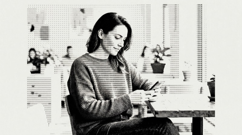 Woman Using Tablet in Modern Workspace